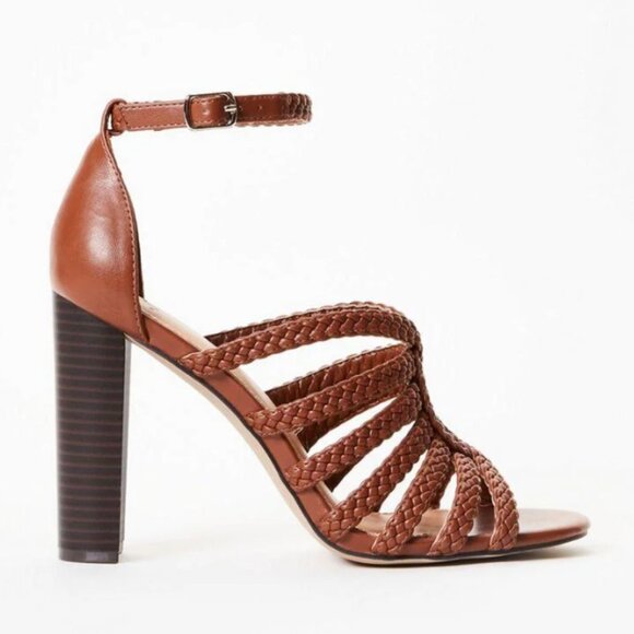 NWOT Elisana Heeled Strappy Brown Sandals Size 7 - Picture 2 of 8